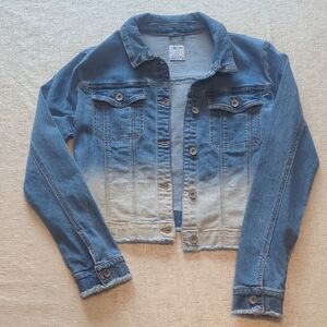 Mayoral Light Blue Ombre Denim Jacket With Fringe Detail